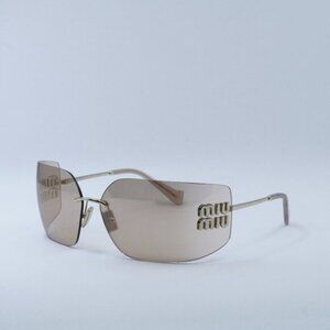 Miu Miu MU54YS ZVN20F Geometric Sunglasses - Gold/Pink Mirror